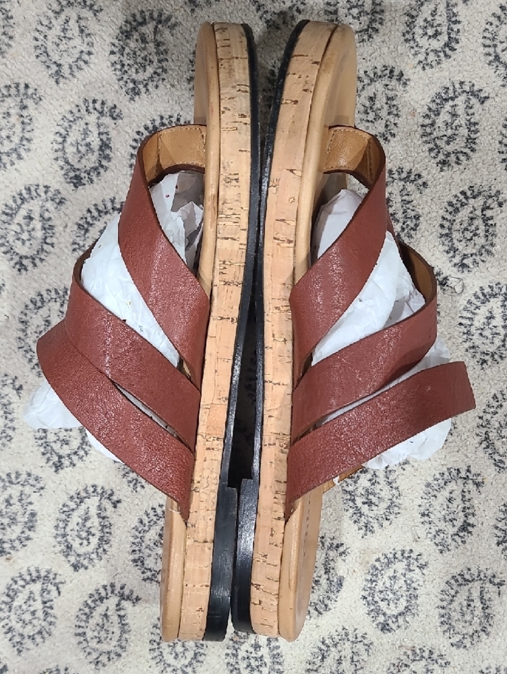 Chloe Brown Leather Crisscross Slide Sandals Size 6.5 US - Picture 7 of 8